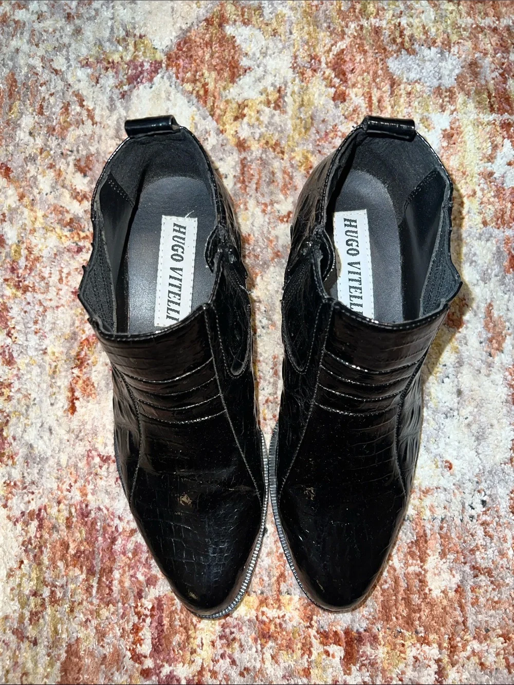 Black Croc-Embossed Men's Chelsea Boots